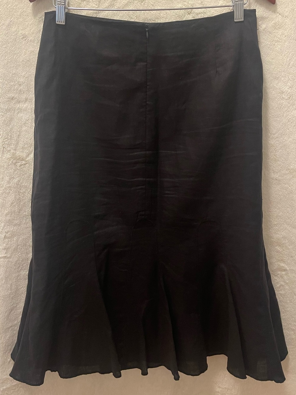 Dalia Collection Black A-Line Mermaid Flared Linen Midi Skirt - Picture 2 of 5